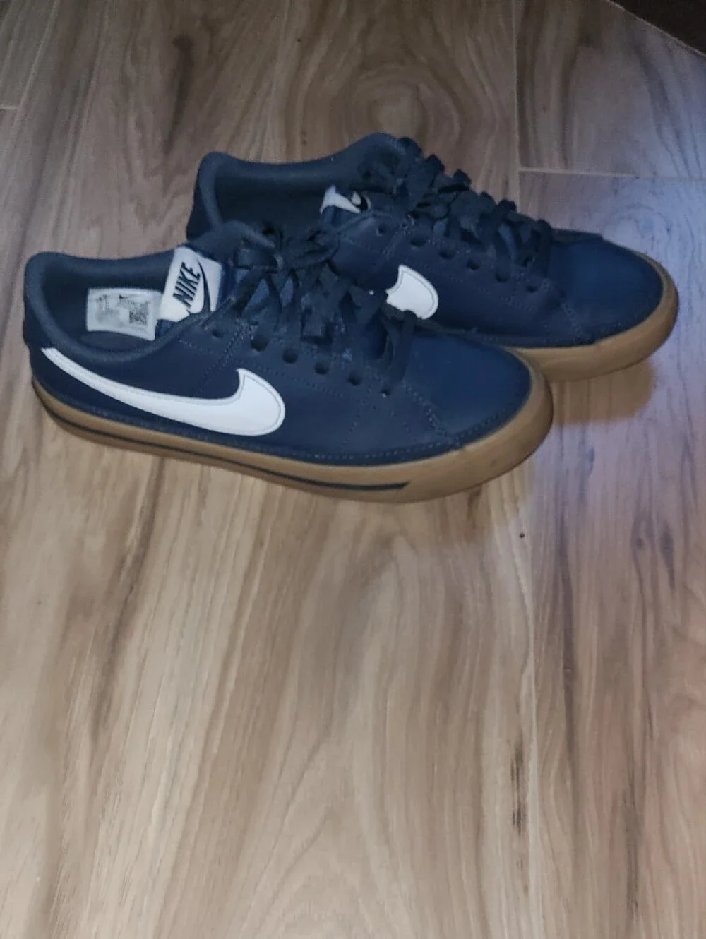 Nike Navy and White Low-Top Sneakers with Gum Sole